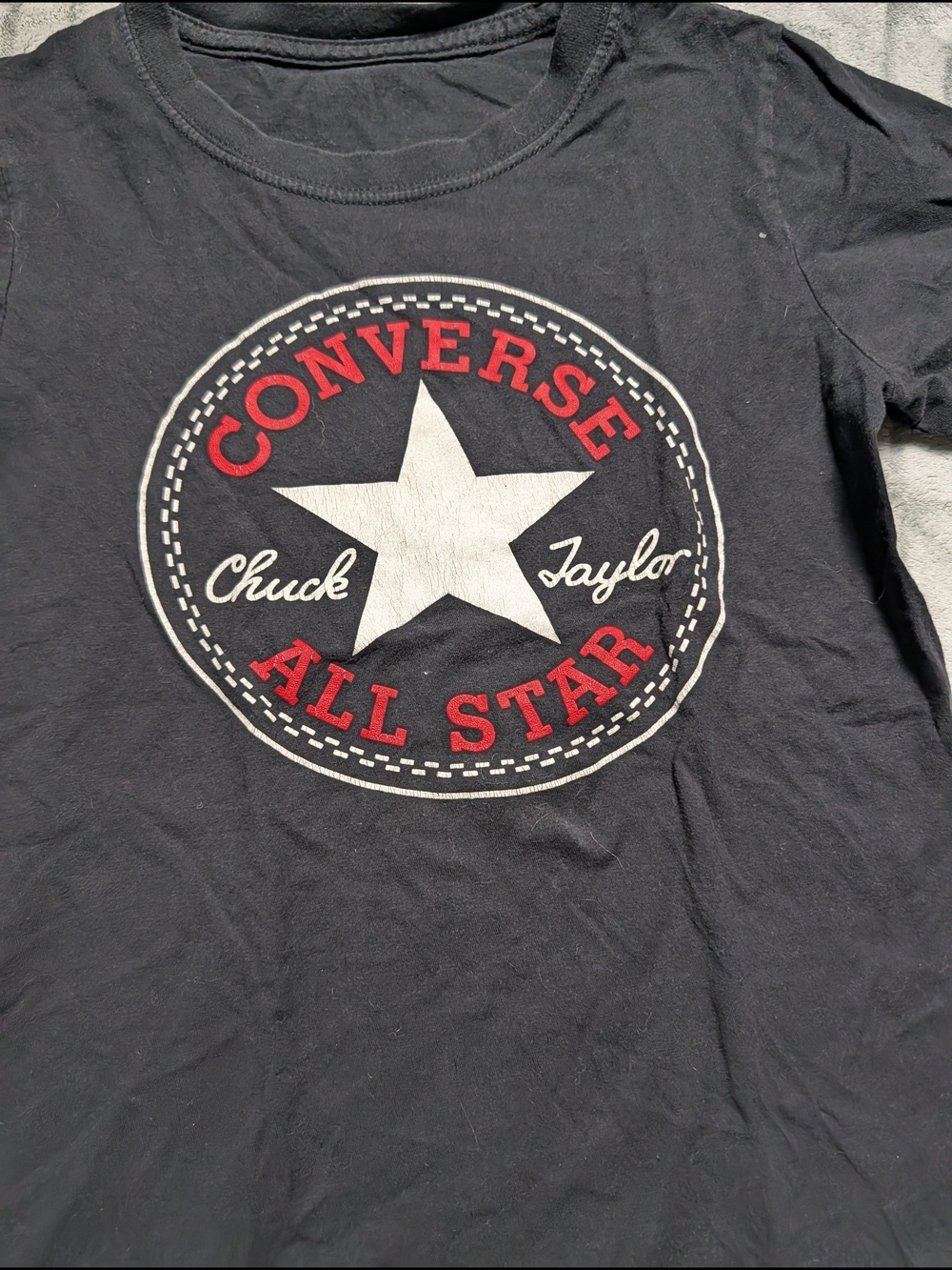 Converse Black Graphic Chuck Taylor All Star Tee with White Star and Red Accents - Picture 2 of 3
